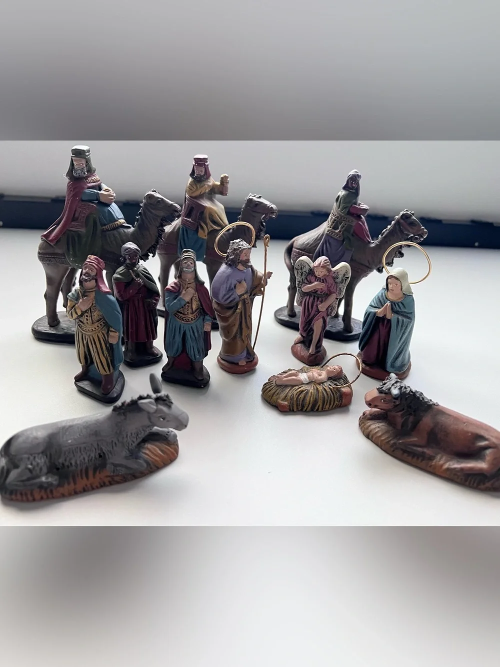 Vintage Artesanía Serrano Murcia Spain 12 Piece Hand Painted Nativity Set